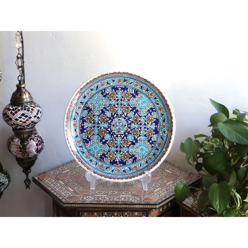 トルコ陶器 プレート 飾り皿 直径30cm キュタフヤ アルハンブラ工房