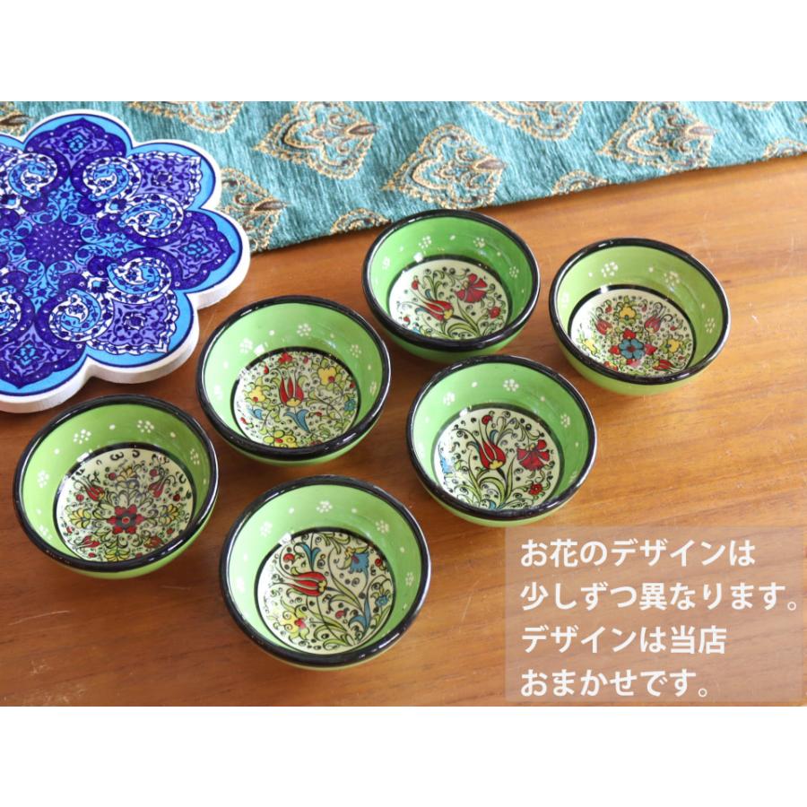 トルコ製 ボウル 小物入れ (キュタフヤ陶器) 8cm グリーン 【デザイン