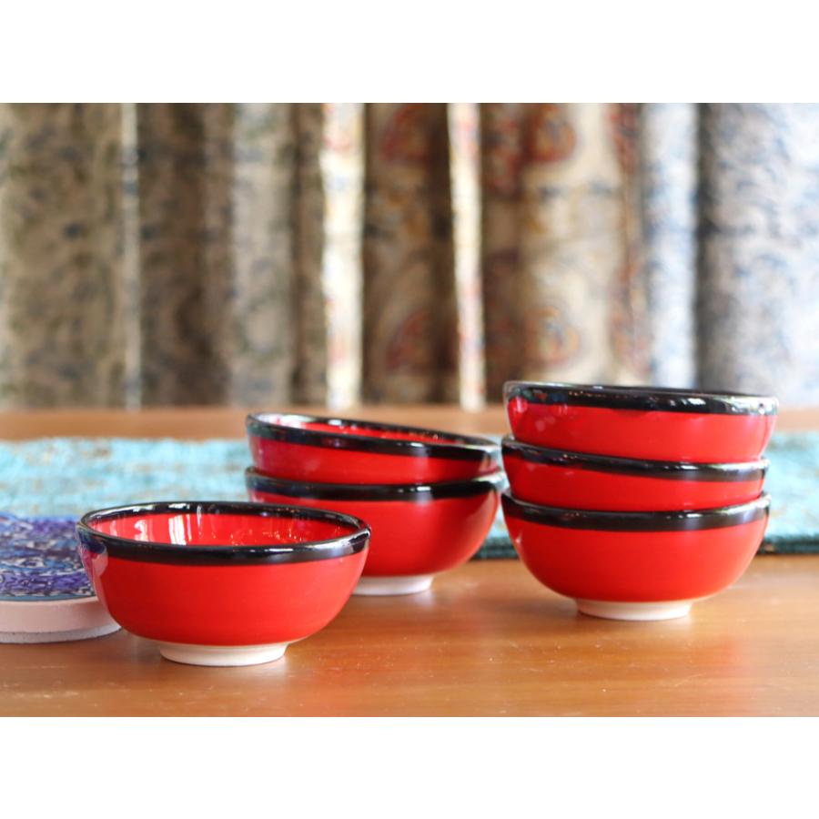 トルコ製 ボウル 小物入れ (キュタフヤ陶器) 8cm レッド 【デザインは 