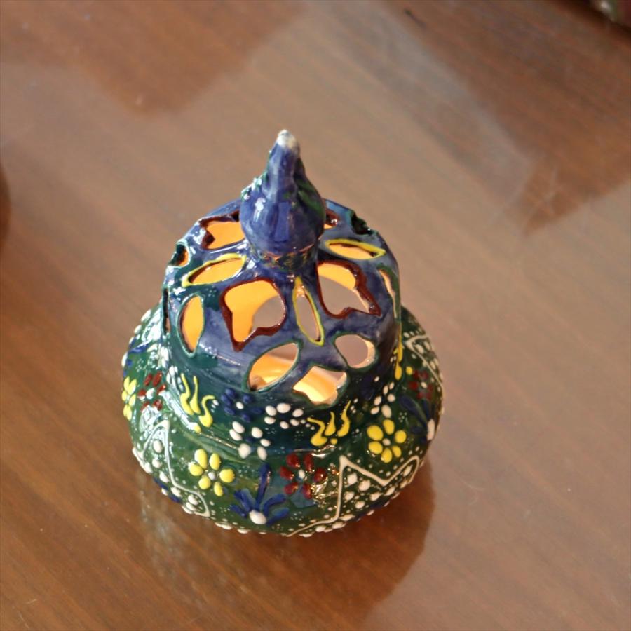 陶器のキャンドルホルダー H16cm ブルー/グリーントルコ製 キュタフヤ陶器 | ブランド登録なし | 01