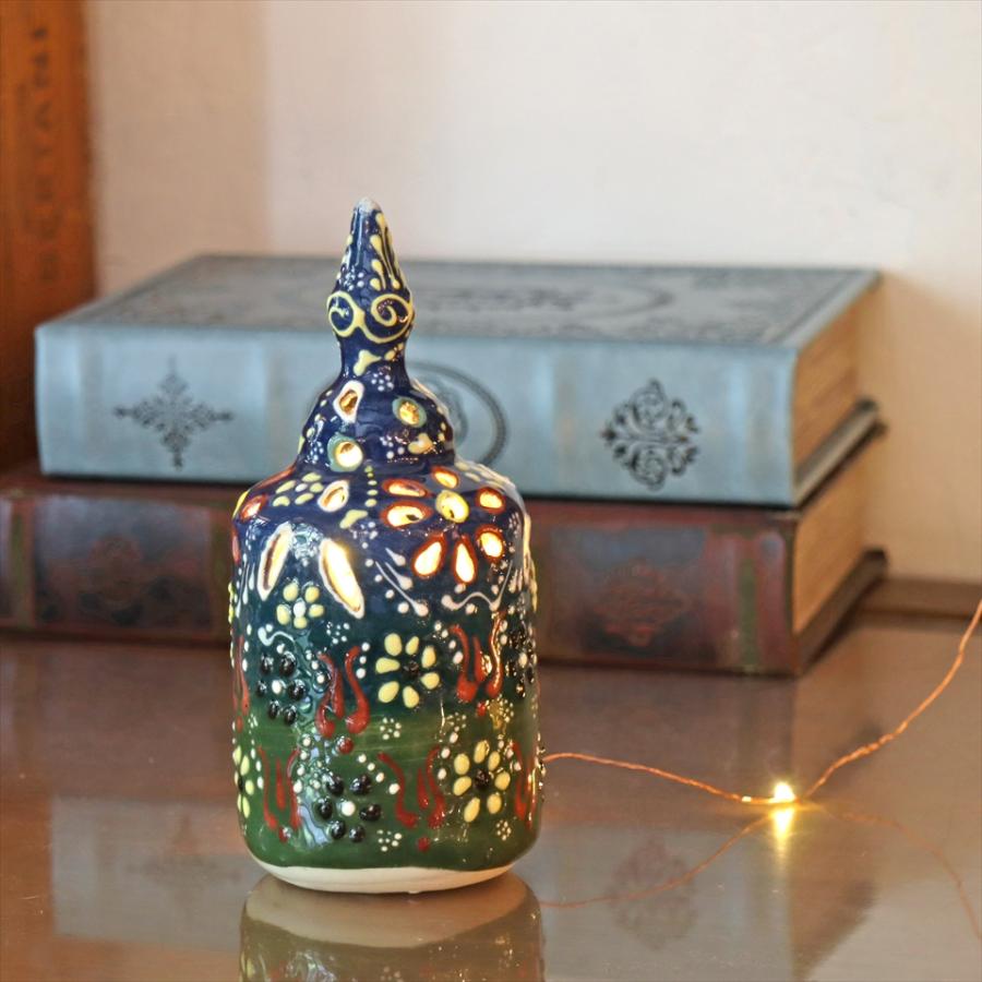 陶器のキャンドルホルダー H17cm ブルー/グリーン トルコ製 キュタフヤ陶器 | ブランド登録なし | 01