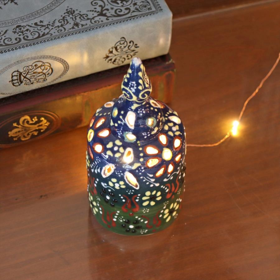 陶器のキャンドルホルダー H17cm ブルー/グリーン トルコ製 キュタフヤ陶器 | ブランド登録なし | 02