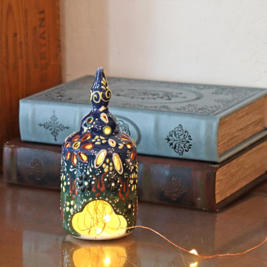 陶器のキャンドルホルダー H17cm ブルー/グリーン トルコ製 キュタフヤ陶器 | ブランド登録なし | 03