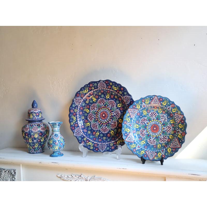 作家物 トルコ 陶器ヴィンテージ*オーナメント プレート*ハンド