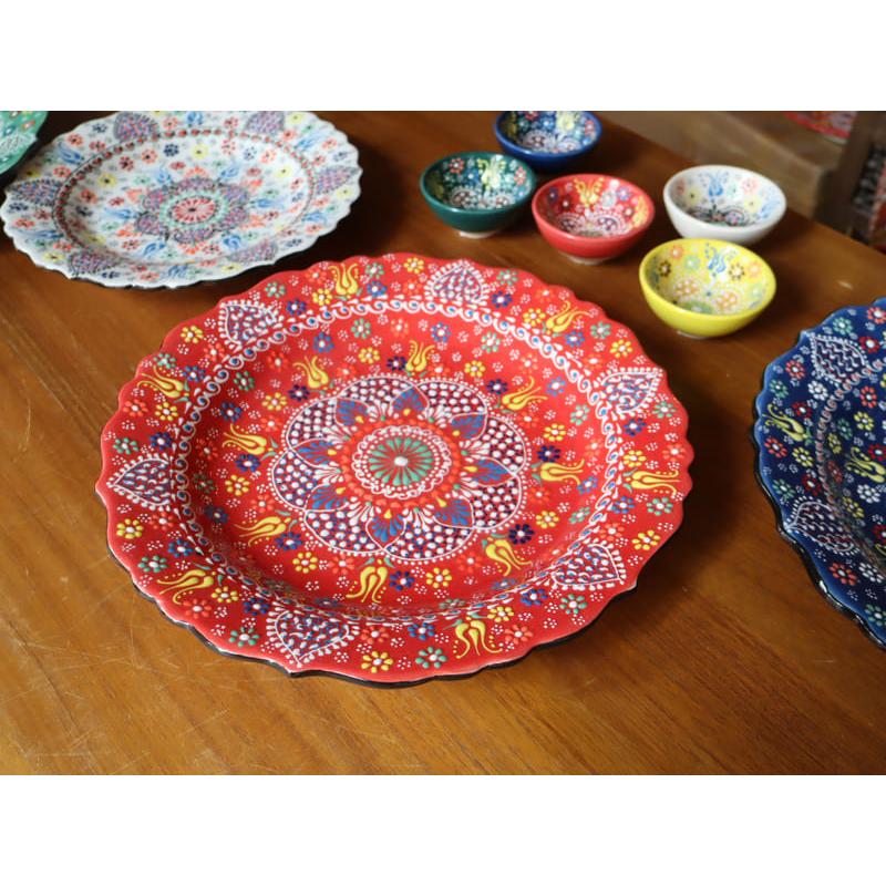 ジアン 赤い花柄の陶器ボウル 約30cm 【公式通販】