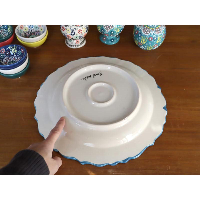 トルコ製プレート 直径30cm 飾り皿 手書きキュタフヤ陶器 フラワー