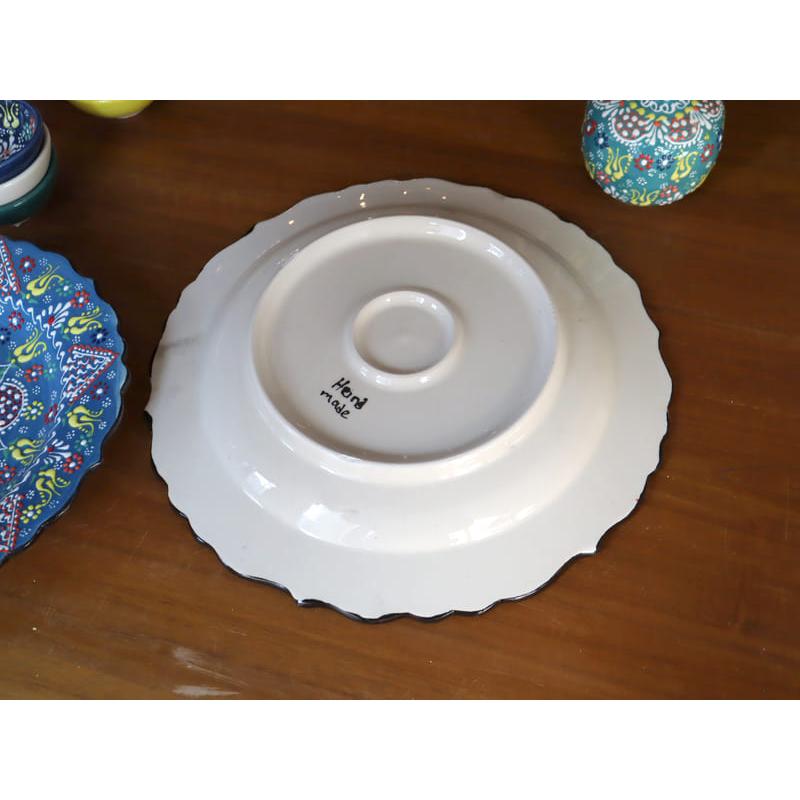 トルコ製プレート 直径30cm 飾り皿 手書きキュタフヤ陶器 フラワー