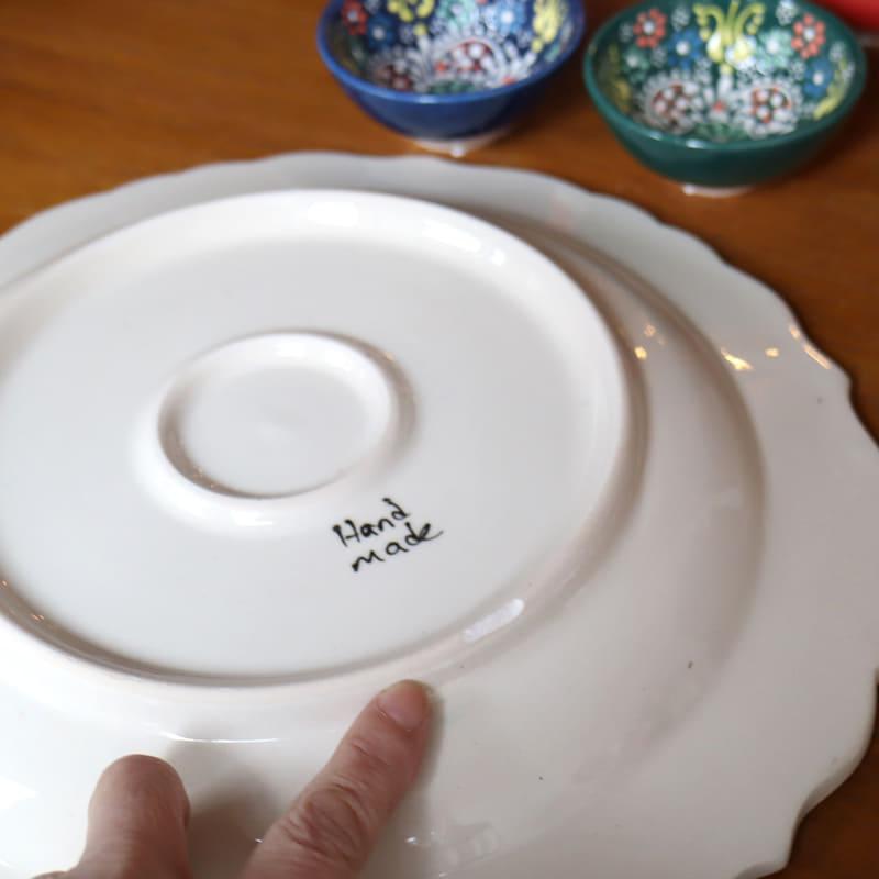 トルコ製プレート 直径30cm 飾り皿 手書きキュタフヤ陶器 フラワー