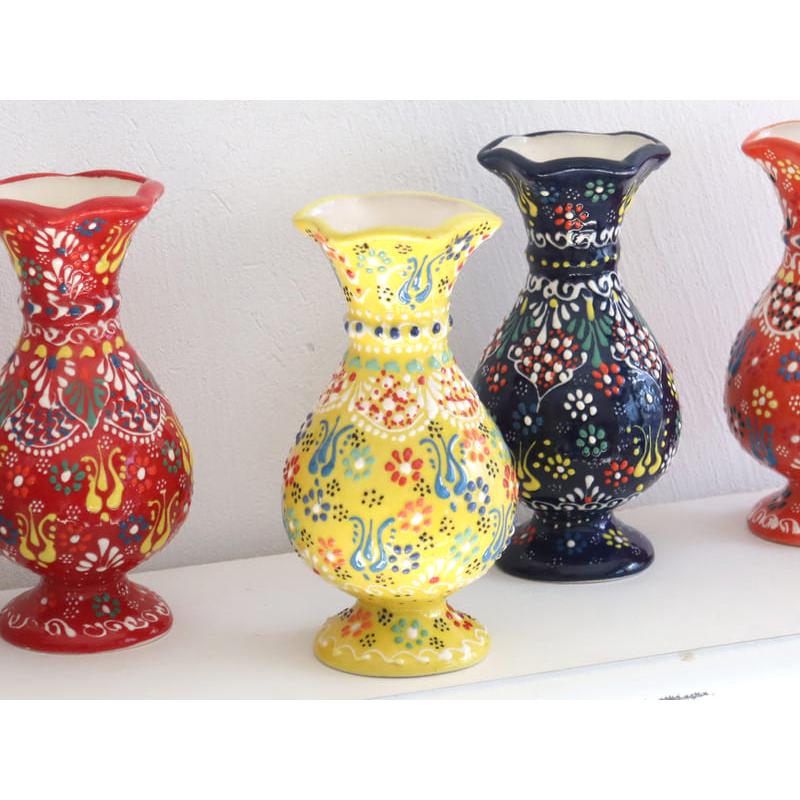 トルコ陶器 花瓶 チューリップ型 Sサイズ 高さ15×直径7.5cm フラワー