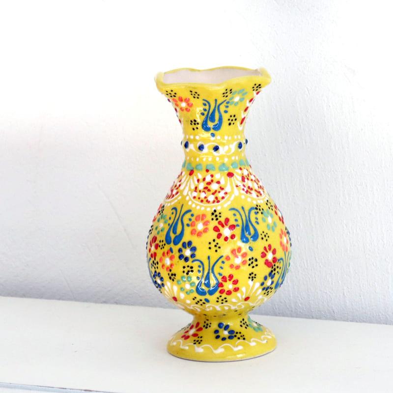 トルコ陶器 花瓶 チューリップ型 Sサイズ 高さ15×直径7.5cm フラワー