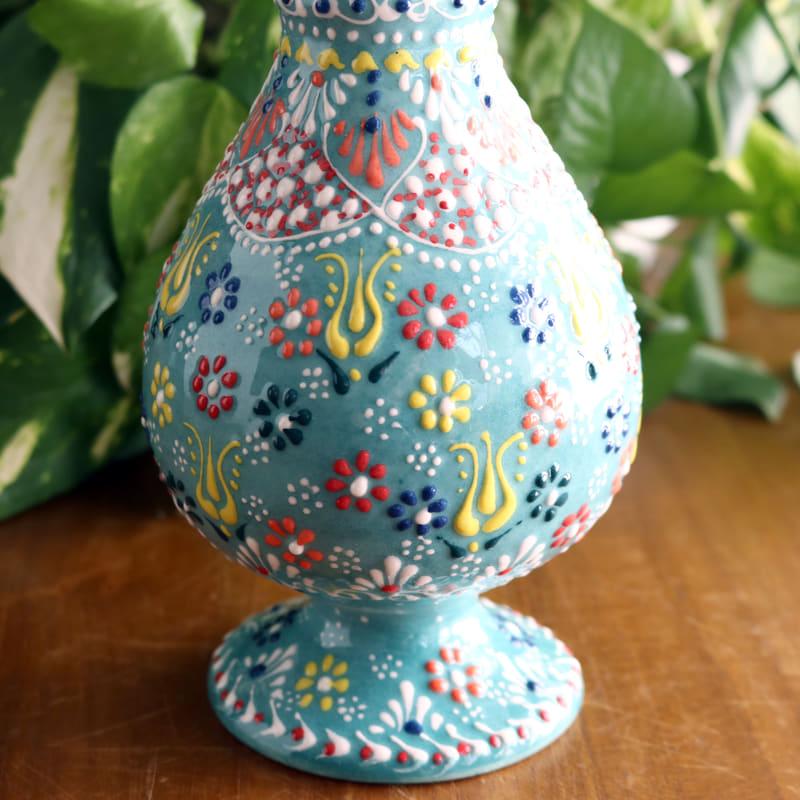 トルコ陶器 花瓶 チューリップ型 Mサイズ 高さ20×直径10cm フラワー