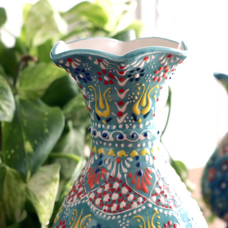 トルコ陶器 花瓶 チューリップ型 Mサイズ 高さ20×直径10cm フラワー