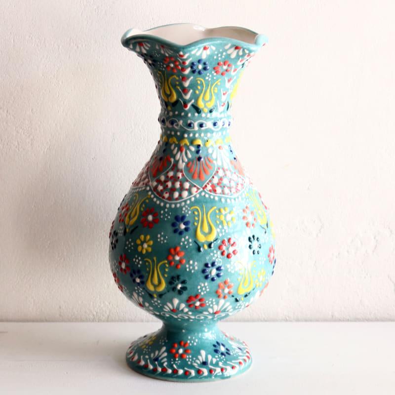 トルコ陶器 花瓶 チューリップ型 Mサイズ 高さ20×直径10cm フラワー