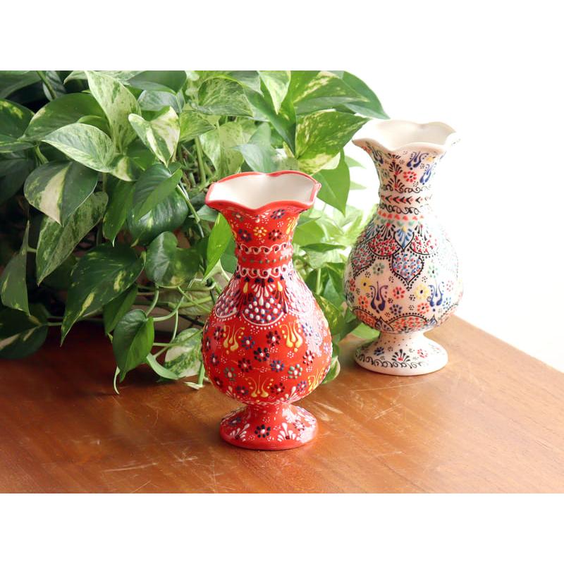 トルコ陶器 花瓶 チューリップ型 Mサイズ 高さ20×直径10cm フラワー