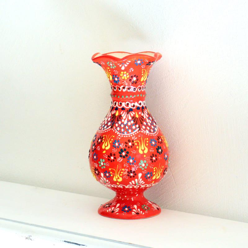 トルコ陶器 花瓶 チューリップ型 Mサイズ 高さ20×直径10cm フラワー