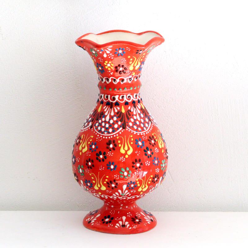 トルコ陶器 花瓶 チューリップ型 Mサイズ 高さ20×直径10cm フラワー