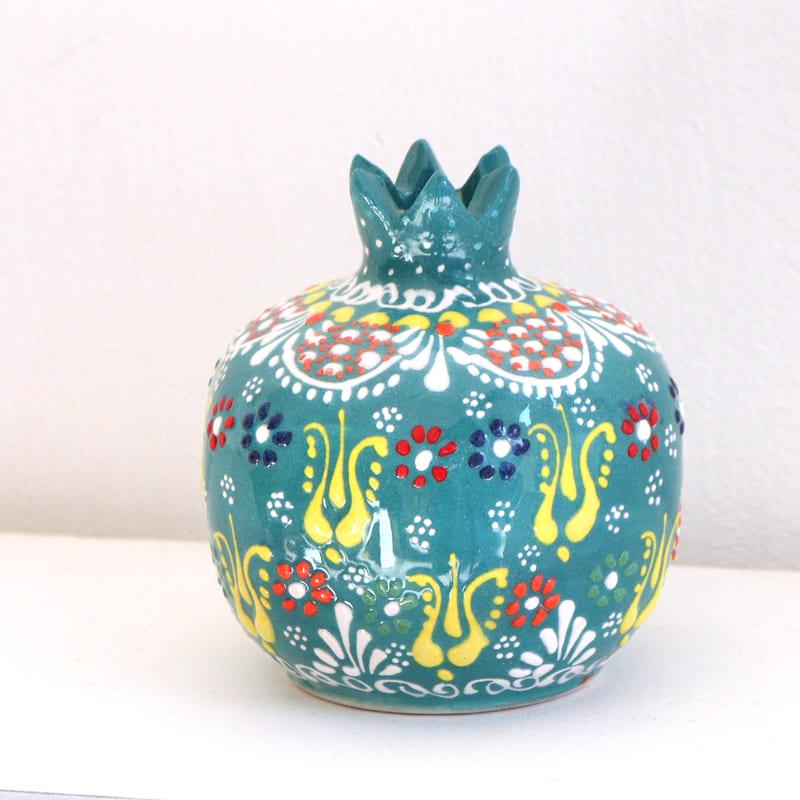 トルコ陶器 ザクロ Mサイズ 高さ9.5×直径8.5cm フラワーデザイン エメラルドグリーン | ブランド登録なし | 04