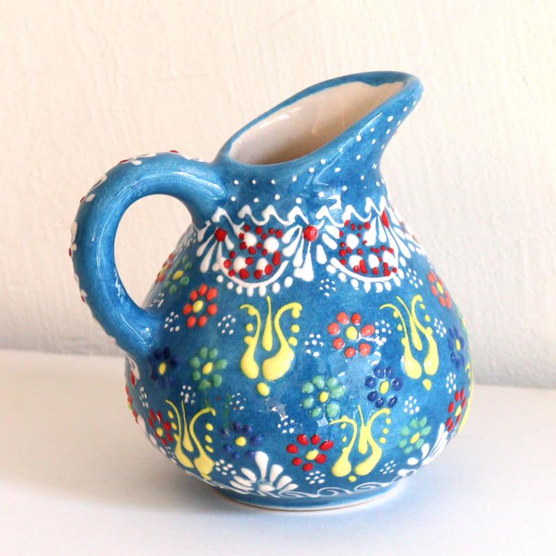 トルコ陶器 ミルクピッチャー 花瓶 高さ10×直径10cm フラワーデザイン ターコイズブルー | ブランド登録なし | 05
