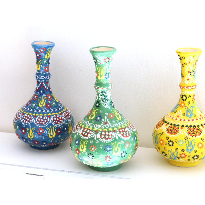 トルコ陶器 花瓶 一輪挿し フラワーベース 高さ20×直径12cm フラワー