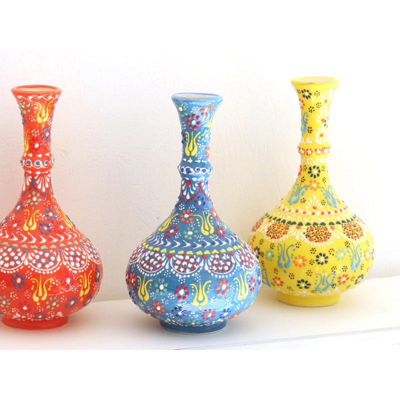 トルコ陶器 花瓶 一輪挿し フラワーベース 高さ20×直径12cm フラワー