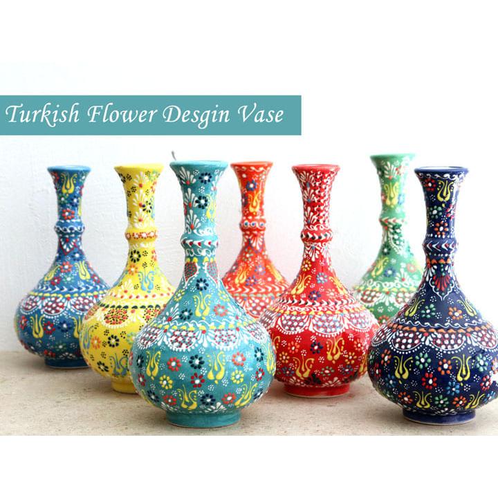 トルコ陶器 花瓶 一輪挿し フラワーベース 高さ20×直径12cm フラワー