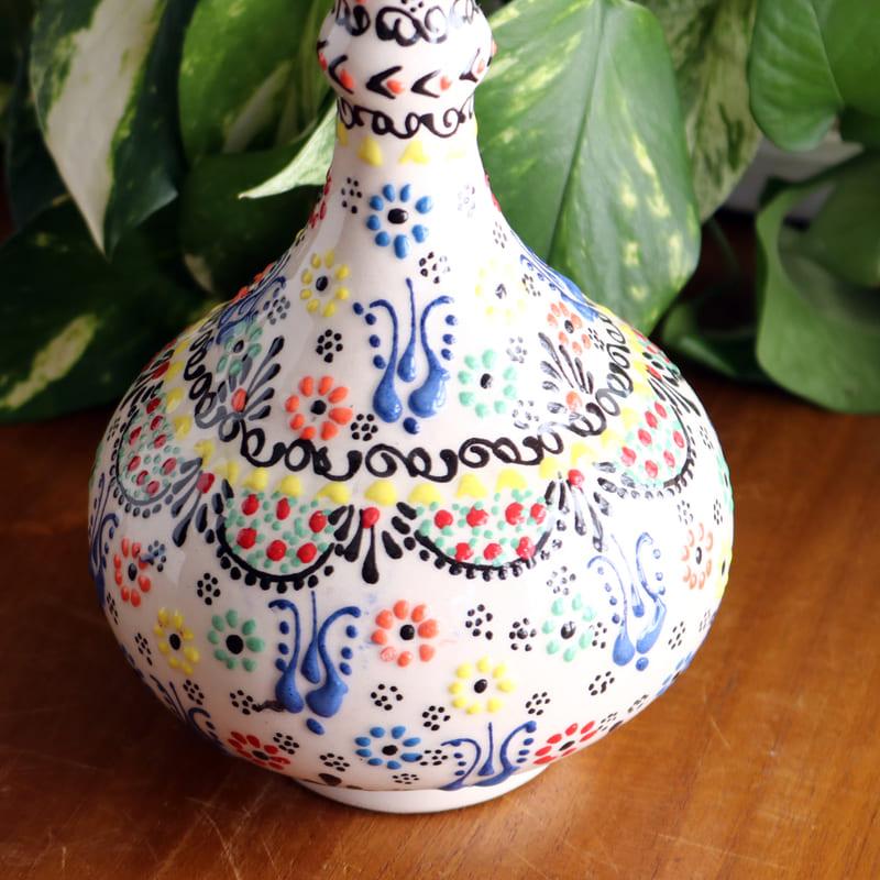トルコ陶器 花瓶 一輪挿し フラワーベース 高さ20×直径12cm フラワー