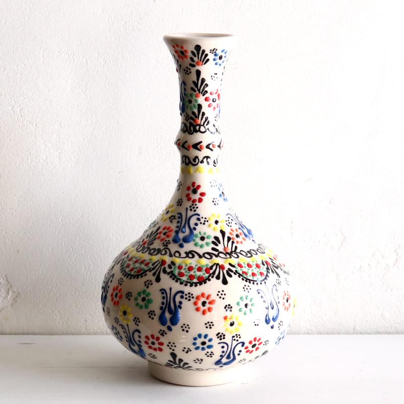 トルコ陶器 花瓶 一輪挿し フラワーベース 高さ20×直径12cm フラワー