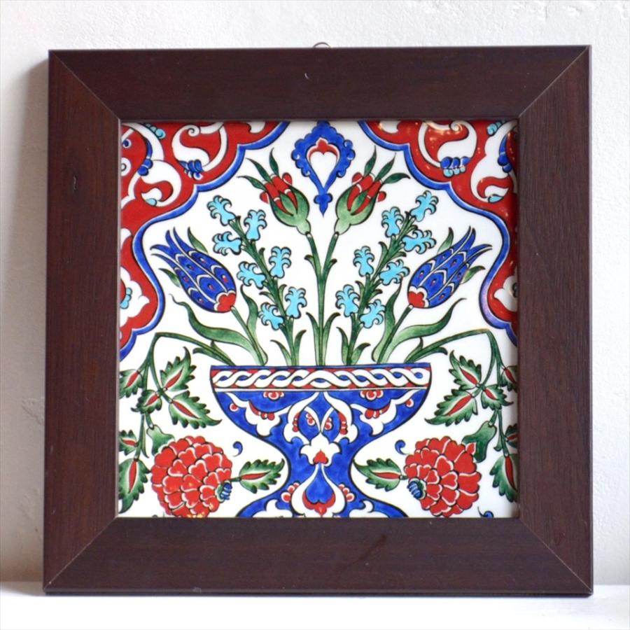 トルコタイル額装 手書きの絵付け１枚額 チューリップとカーネーション Pt1621 インプレッションオブギャベ 通販 Yahoo ショッピング