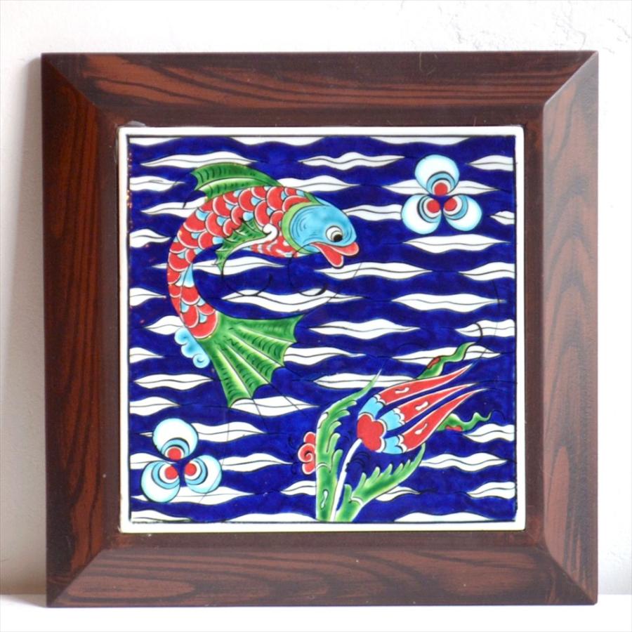 トルコタイル額装 手書きの絵付け１枚額 チューリップと魚 Pt1627 インプレッションオブギャッベ 通販 Yahoo ショッピング