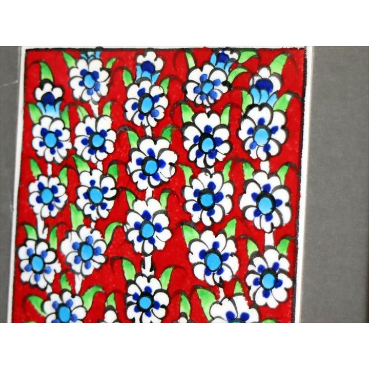 手書きタイル トルコ陶器 ミニタイル1枚額 H29×W19×D1.5cm プラムツリー Turkish Hand Paint Tile_2