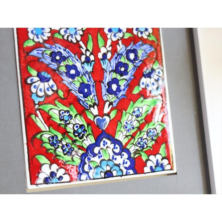 手書きタイル トルコ陶器 ミニタイル1枚額 H29×W19×D1.5cm プラムツリー Turkish Hand Paint Tile_3