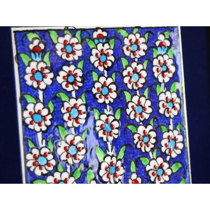 手書きタイル トルコ陶器 ミニタイル1枚額 H29×W19×D1.5cm プラムツリー Turkish Hand Paint Tile_2