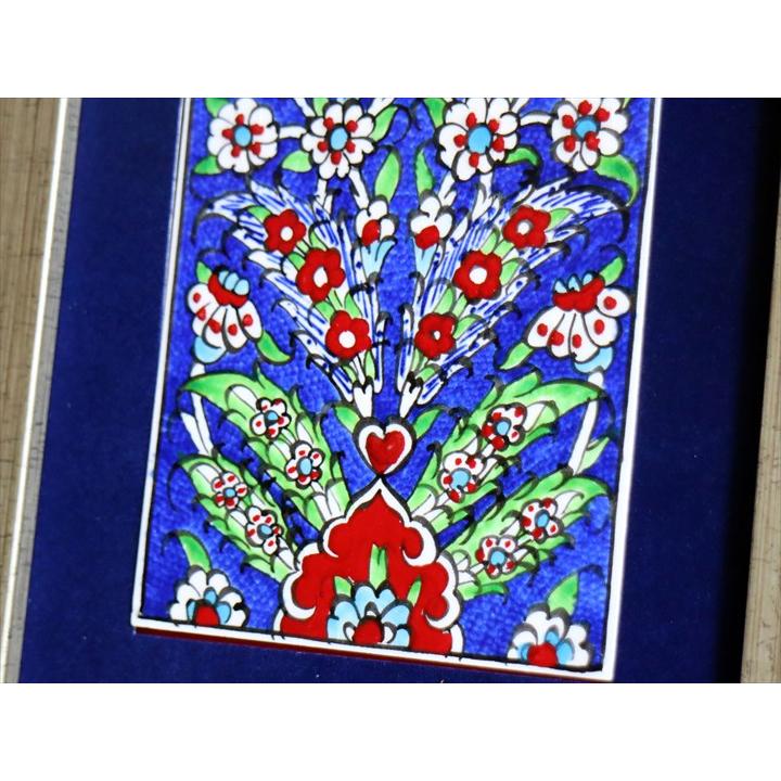 手書きタイル トルコ陶器 ミニタイル1枚額 H29×W19×D1.5cm プラムツリー Turkish Hand Paint Tile_3