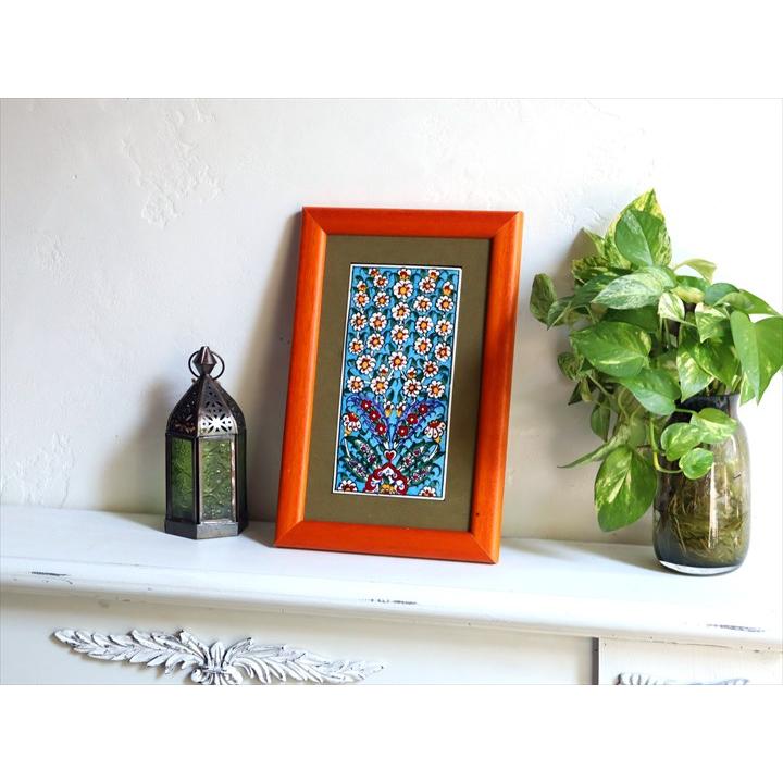 手書きタイル トルコ陶器 ミニタイル1枚額 H29.5×W19.5×D1.5cm プラムツリー Turkish Hand Paint Tile_1