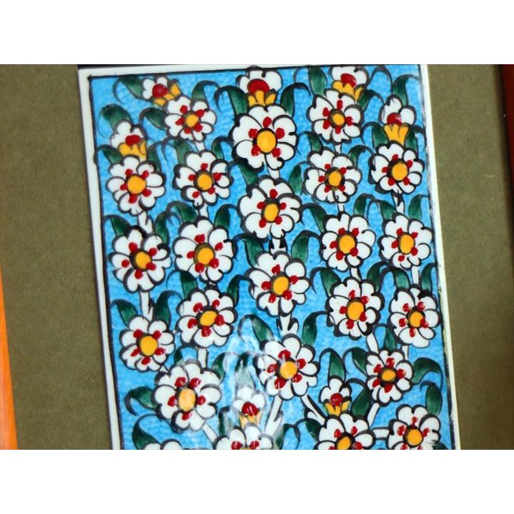 手書きタイル トルコ陶器 ミニタイル1枚額 H29.5×W19.5×D1.5cm プラムツリー Turkish Hand Paint Tile_2