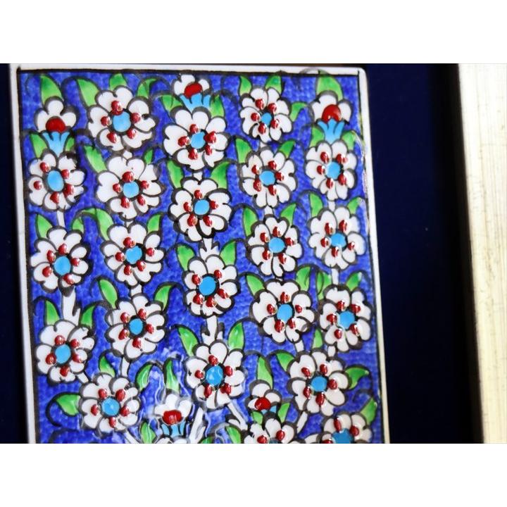 手書きタイル トルコ陶器 ミニタイル1枚額 H29×W19×D1.5cm プラムツリー Turkish Hand Paint Tile_2