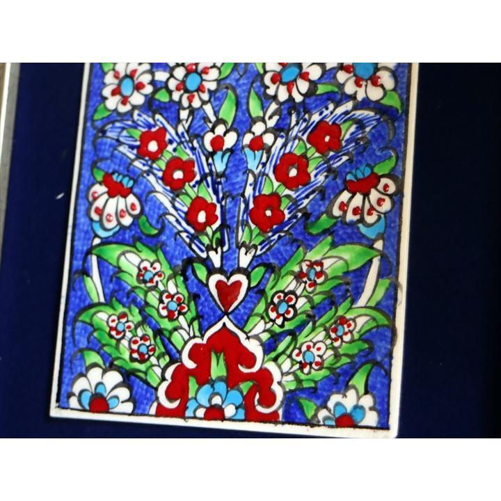 手書きタイル トルコ陶器 ミニタイル1枚額 H29×W19×D1.5cm プラムツリー Turkish Hand Paint Tile_3