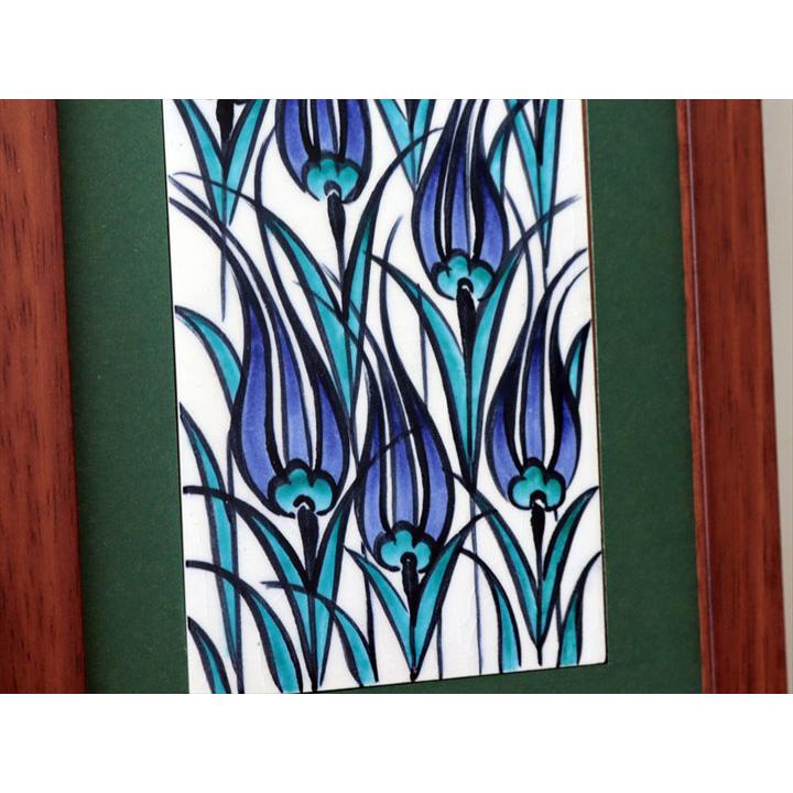 手書きタイル トルコ陶器 ミニタイル1枚額 H29×W19×D1.5cm ブルーチューリップ Turkish Hand Paint Tilex_3