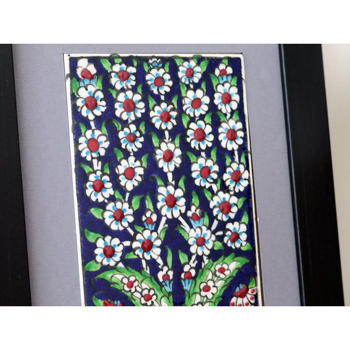 手書きタイル トルコ陶器 ミニタイル1枚額 H30×W20×D1.5cm プラムツリー Turkish Hand Paint Tile_2