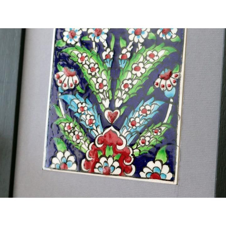 手書きタイル トルコ陶器 ミニタイル1枚額 H30×W20×D1.5cm プラムツリー Turkish Hand Paint Tile_3