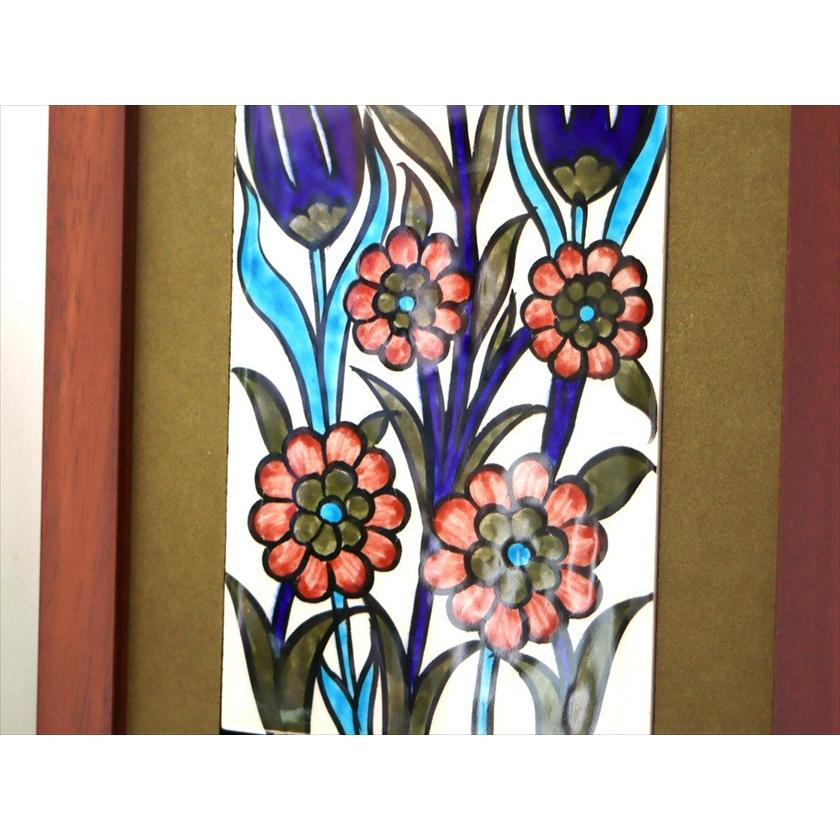 手書きタイル トルコ陶器 ミニタイル1枚額 H29×W19×D1.5cm チューリップ＆カーネーション Turkish Hand Paint Tile |  | 03
