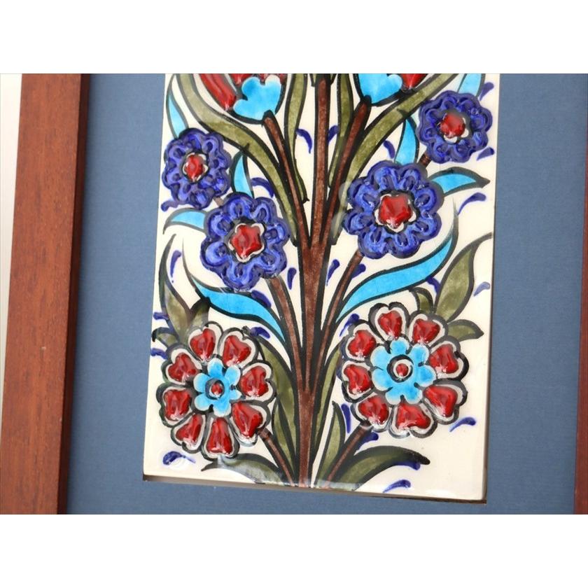 手書きタイル トルコ陶器 ミニタイル1枚額 H29×W19×D1.5cm チューリップ＆カーネーション Turkish Hand Paint Tile |  | 03