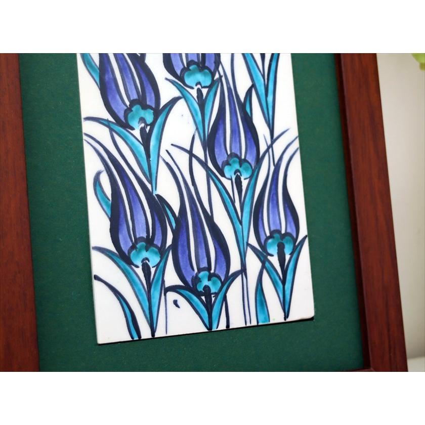 手書きタイル トルコ陶器 ミニタイル1枚額 H29×W19×D1.5cm ブルーチューリップ Turkish Hand Paint Tile |  | 03