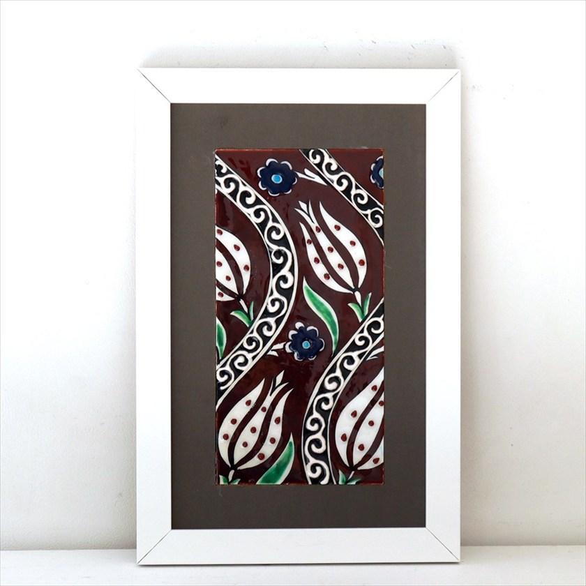 手書きタイル トルコ陶器 ミニタイル1枚額 H29×W19×D1.5cm チューリップ Turkish Hand Paint Tile | 