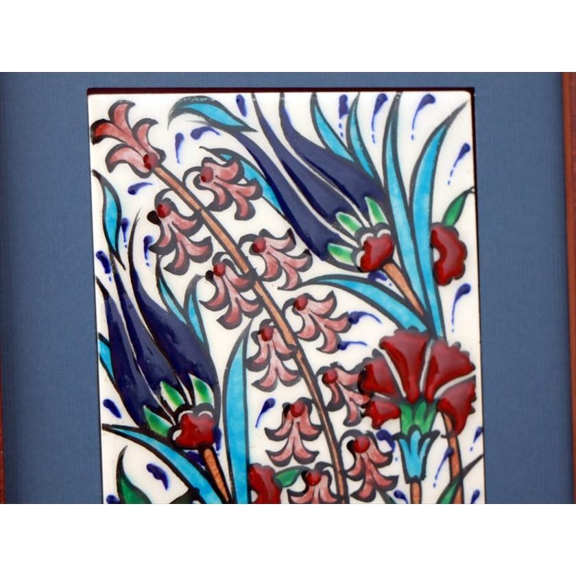 手書きタイル トルコ陶器 ミニタイル1枚額 H29×W19×D1.5cm チューリップ＆カーネーション Turkish Hand Paint Tile |  | 02