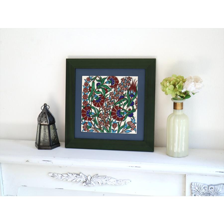 トルコ陶器 手書きタイル 1枚額 H31×W31×D2.5cm カーネーション Turkish Hand Paint Tile |  | 01