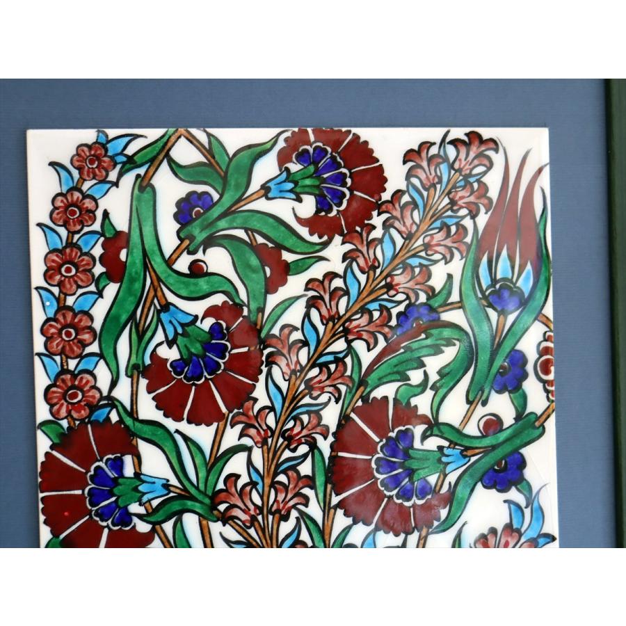 トルコ陶器 手書きタイル 1枚額 H31×W31×D2.5cm カーネーション Turkish Hand Paint Tile |  | 02