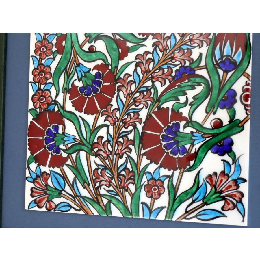 トルコ陶器 手書きタイル 1枚額 H31×W31×D2.5cm カーネーション Turkish Hand Paint Tile |  | 03