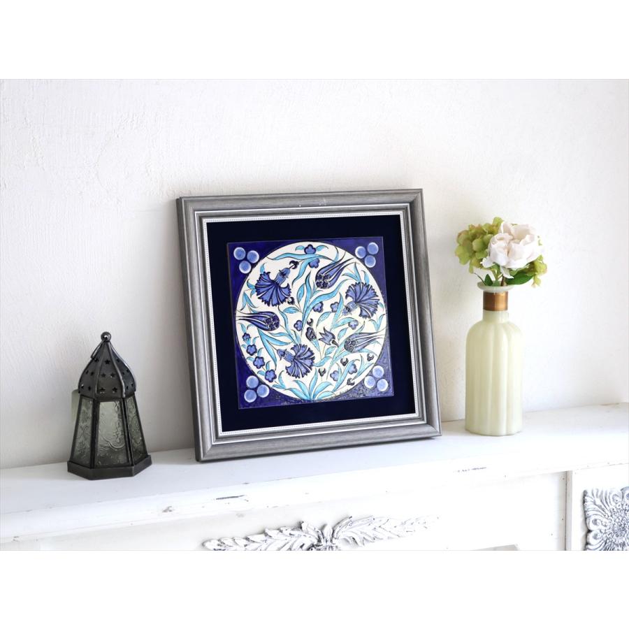 トルコ陶器 手書きタイル 1枚額 H31×W31×D2.5cm チューリップ＆カーネーション Turkish Hand Paint Tile |  | 01