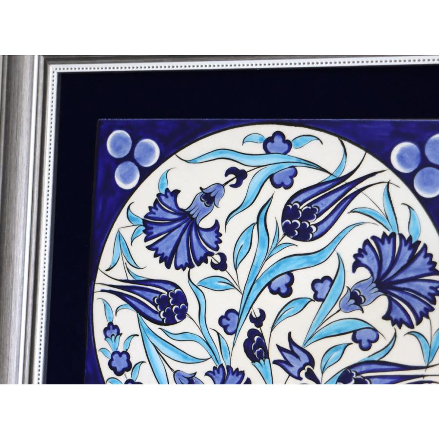 トルコ陶器 手書きタイル 1枚額 H31×W31×D2.5cm チューリップ＆カーネーション Turkish Hand Paint Tile |  | 02